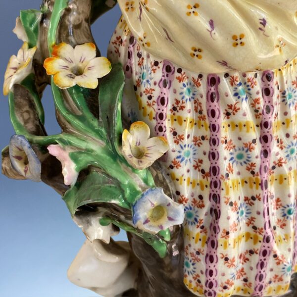 C19th Derby Porcelain Candlestick Figure - Girl With Flowers - Image 5