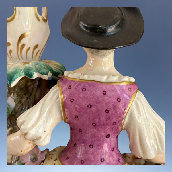 C19th Derby Porcelain Candlestick Figure - Girl With Flowers - Image 8