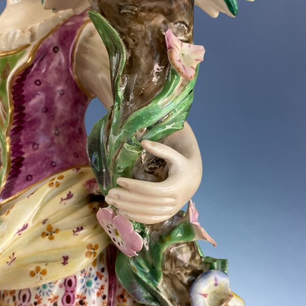 C19th Derby Porcelain Candlestick Figure - Girl With Flowers - Image 13