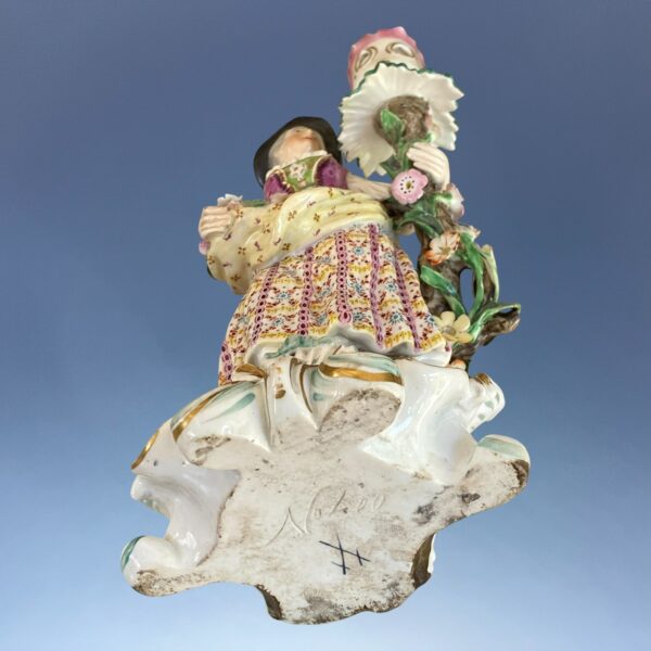 C19th Derby Porcelain Candlestick Figure - Girl With Flowers - Image 11