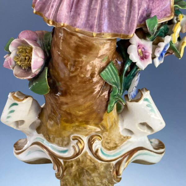 C19th Derby Porcelain Candlestick Figure of a Man Holding Flowers - Image 5