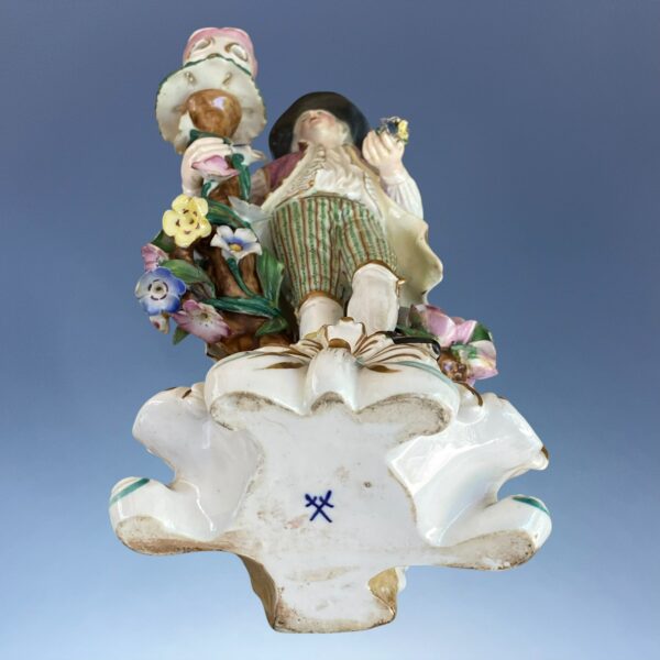 C19th Derby Porcelain Candlestick Figure of a Man Holding Flowers - Image 8
