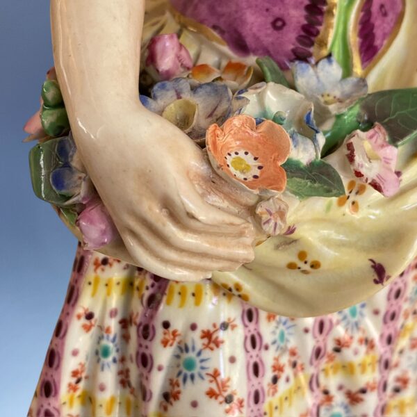 C19th Derby Porcelain Candlestick Figure - Girl With Flowers - Image 2