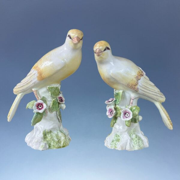 Unusual Pair of 18th Century Derby Porcelain Canaries - Image 2