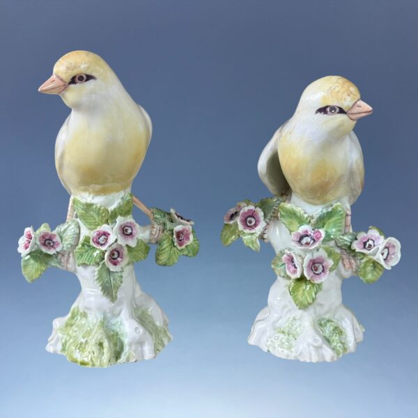 Unusual Pair of 18th Century Derby Porcelain Canaries - Image 3