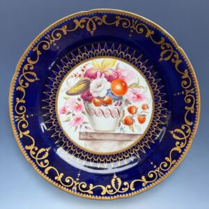 Early Coalport Porcelain Plate (18475) Bowl of Fruit & Flowers.