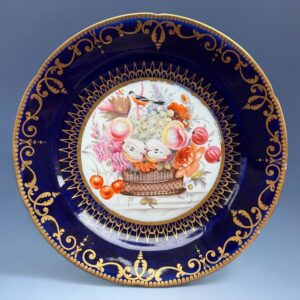Early Coalport Porcelain Plate (18476) Fruit & Flowers in a Basket