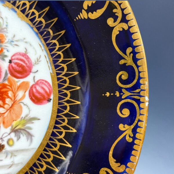 Early Coalport Porcelain Plate (18476) Fruit & Flowers in a Basket - Image 3