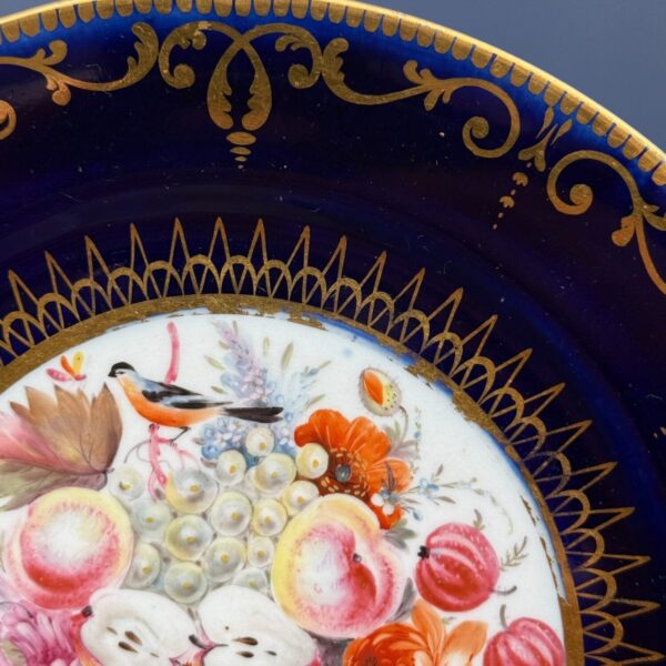 Early Coalport Porcelain Plate (18476) Fruit & Flowers in a Basket - Image 2