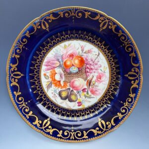 Early Coalport Porcelain Plate (18478) Fruit & Flower Basket with Bird