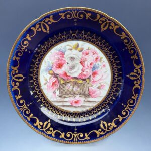 Early Coalport Porcelain Plate (18480) Roses in a Basket