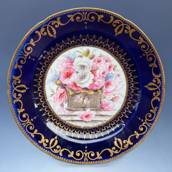 Early Coalport Porcelain Plate (18480) Roses in a Basket