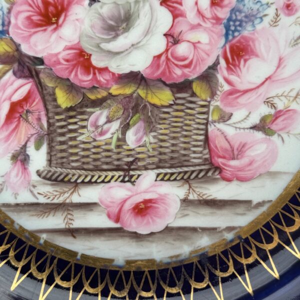 Early Coalport Porcelain Plate (18480) Roses in a Basket - Image 3
