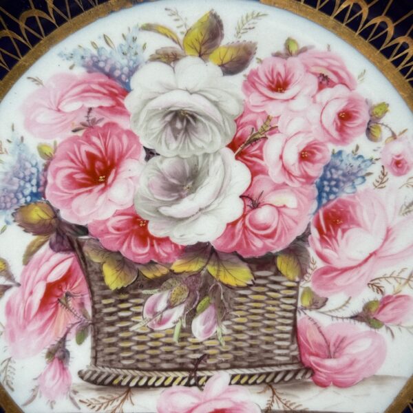 Early Coalport Porcelain Plate (18480) Roses in a Basket - Image 2