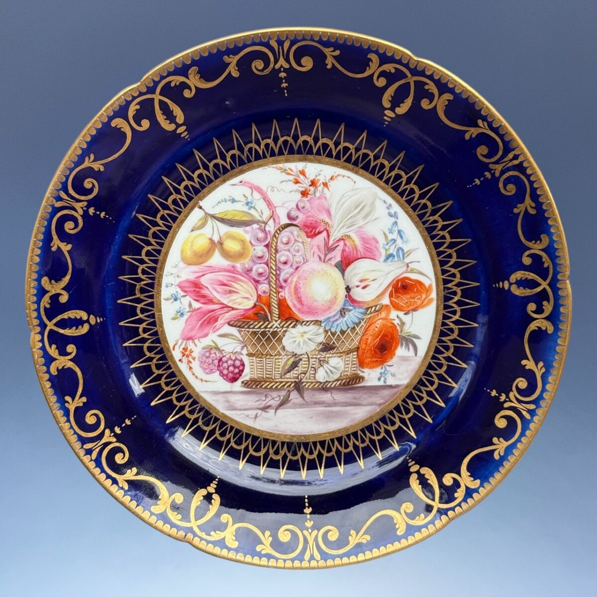 Early Coalport Porcelain Plate (18481) Flowers in a Basket