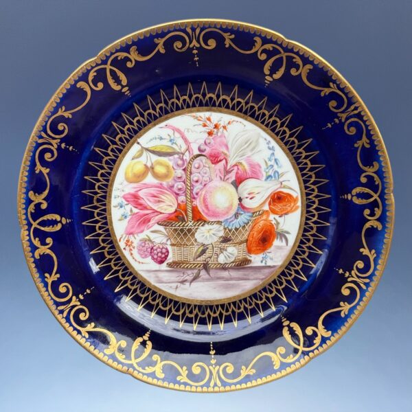 Early Coalport Porcelain Plate (18481) Flowers in a Basket