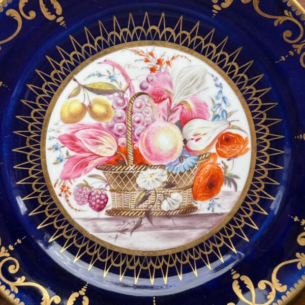 Early Coalport Porcelain Plate (18481) Flowers in a Basket - Image 3