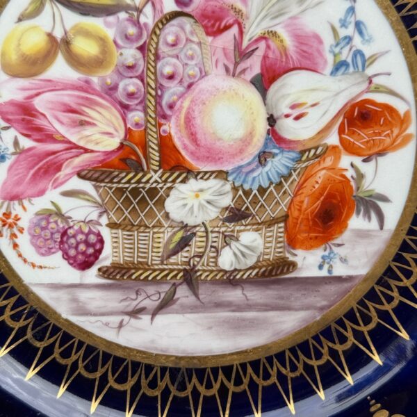 Early Coalport Porcelain Plate (18481) Flowers in a Basket - Image 4