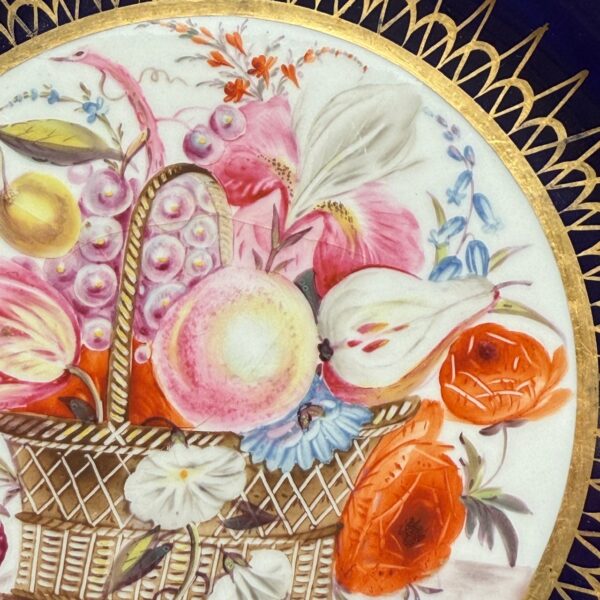Early Coalport Porcelain Plate (18481) Flowers in a Basket - Image 5