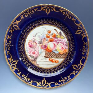 Early Coalport Porcelain Plate (18484) Fruit & Flowers in a Basket
