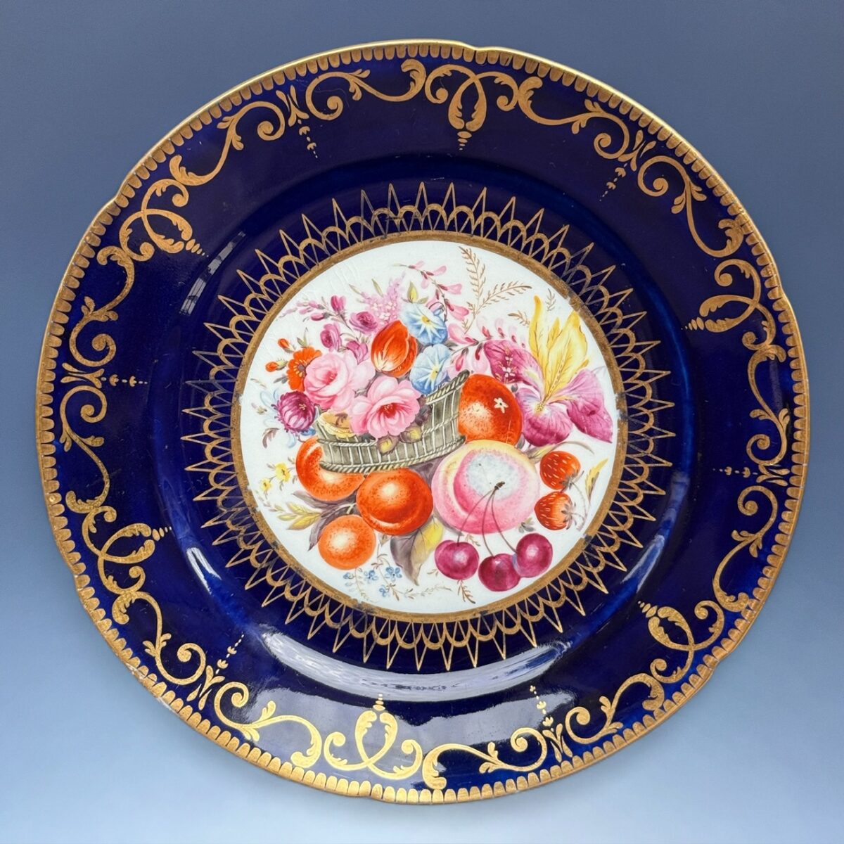 Early Coalport Porcelain Plate (18485) – Flowers & Fruit