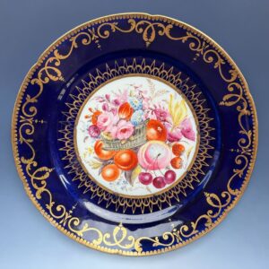 Early Coalport Porcelain Plate (18485) - Flowers & Fruit