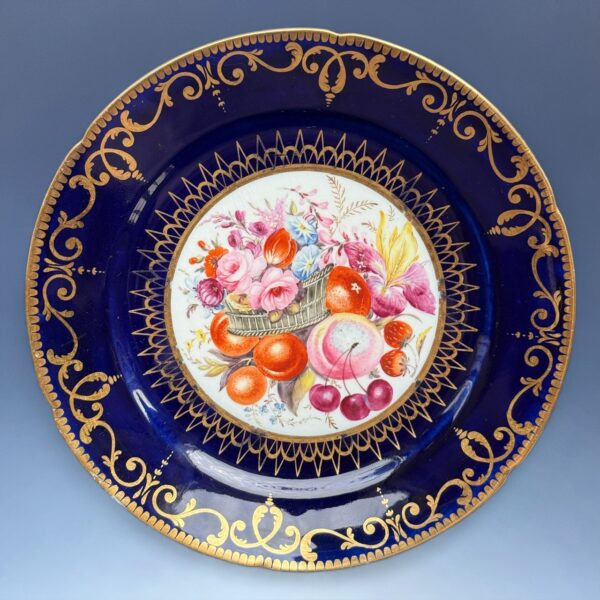 Early Coalport Porcelain Plate (18485) - Flowers & Fruit