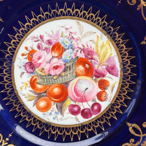 Early Coalport Porcelain Plate (18485) - Flowers & Fruit - Image 4