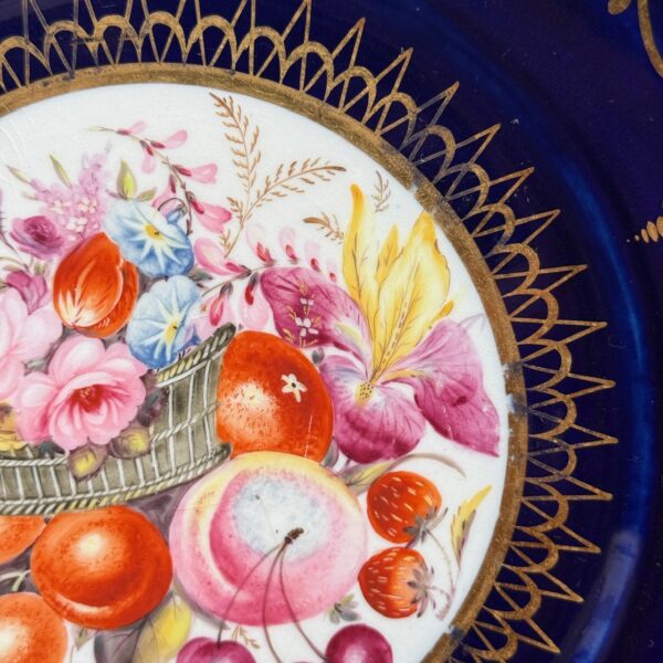 Early Coalport Porcelain Plate (18485) - Flowers & Fruit - Image 5