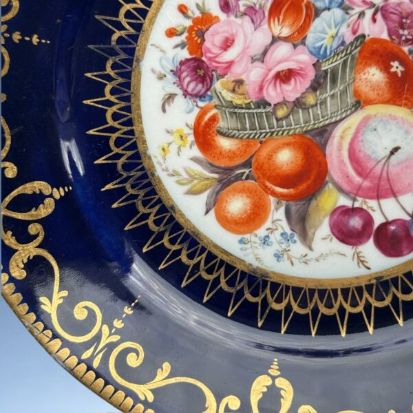 Early Coalport Porcelain Plate (18485) - Flowers & Fruit - Image 3