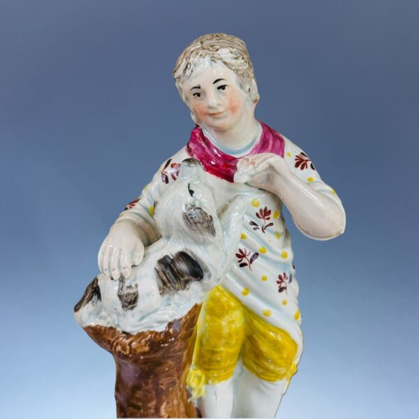 Pair of Early Staffordshire Figures - Boy with Dog & Girl with Lamb. - Image 6