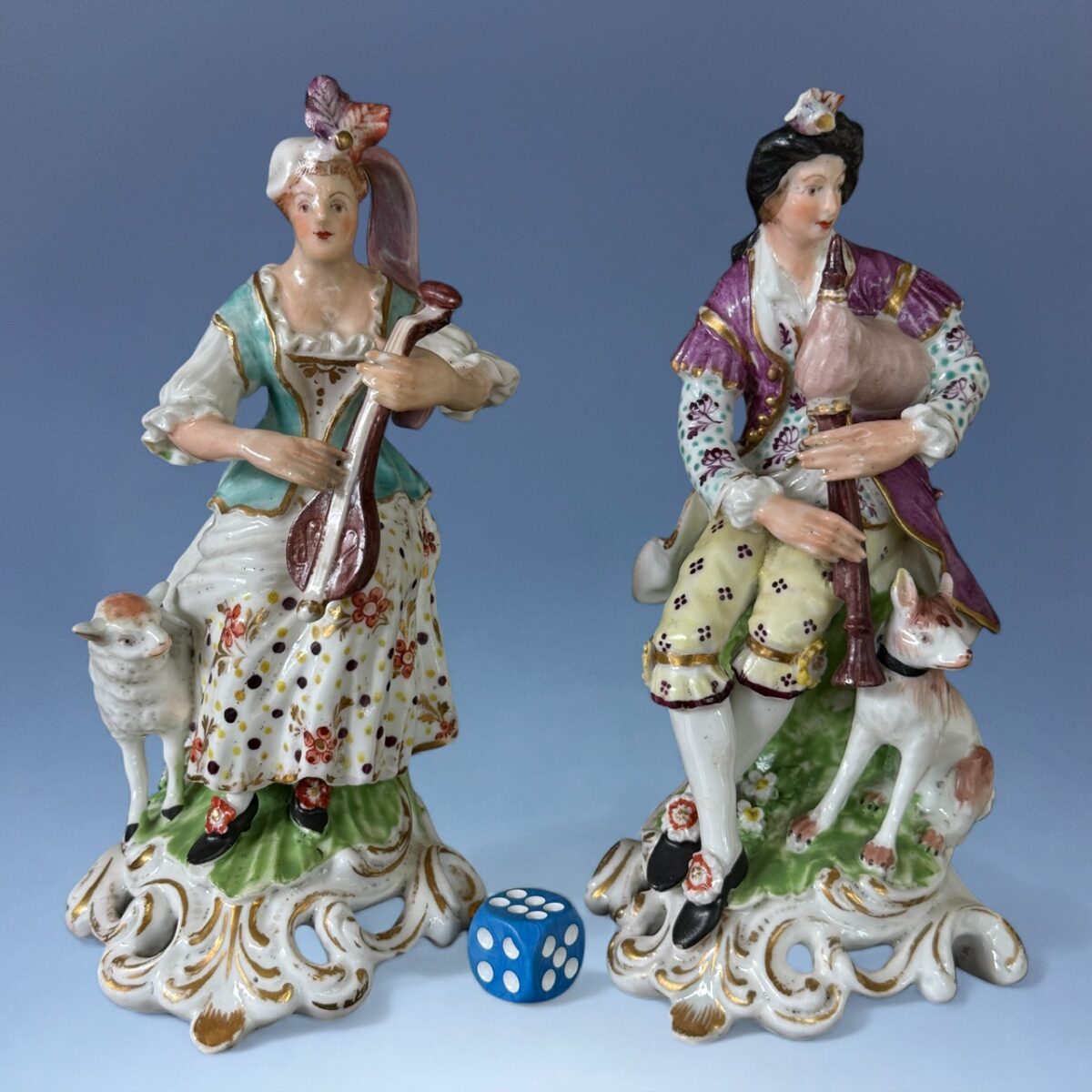 Pair of Derby Porcelain figures – Shepherd & Shepherdess Musicians