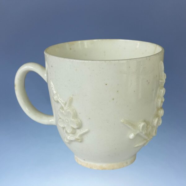 C18th BOW Small Coffee Cup - Prunus Relief Sprigs. - Image 8