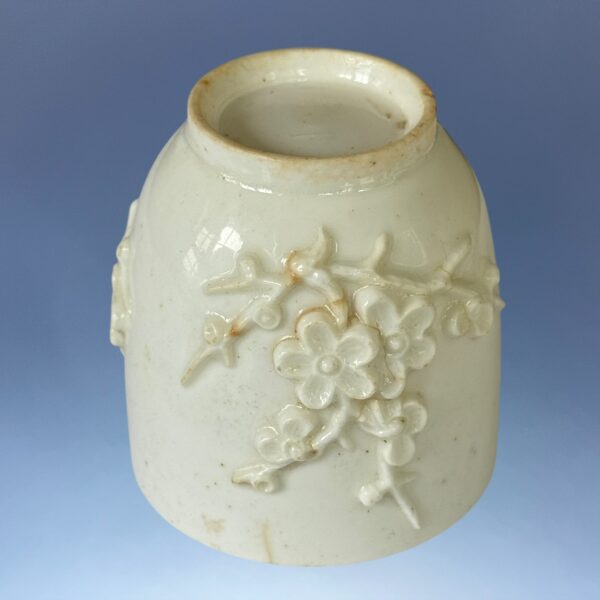 C18th BOW Small Coffee Cup - Prunus Relief Sprigs. - Image 7