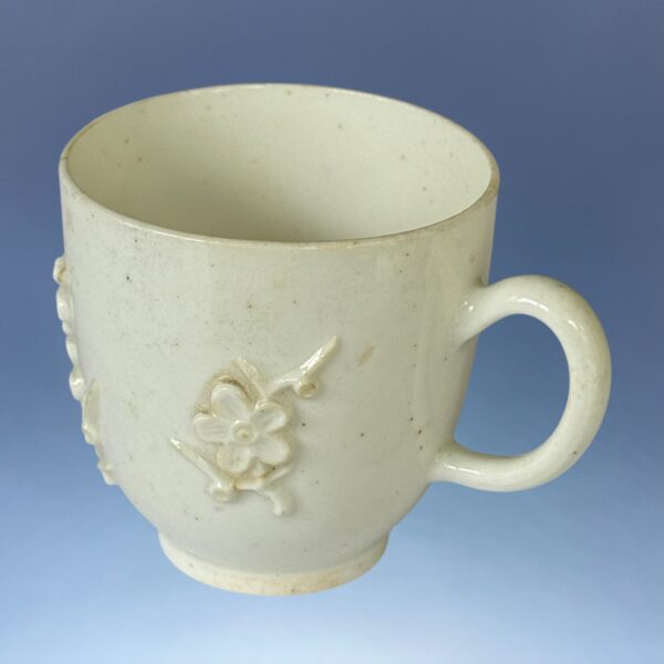 C18th BOW Small Coffee Cup - Prunus Relief Sprigs. - Image 3