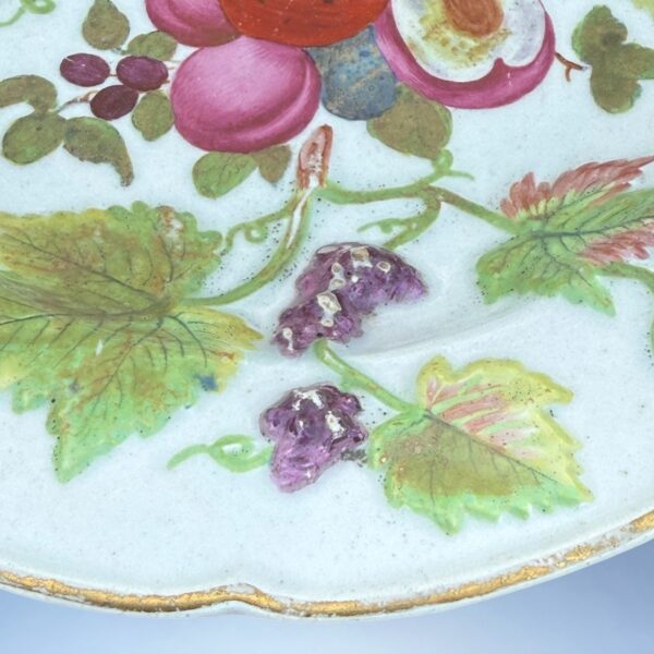 C18th BOW Porcelain Pate - Fruiting Vines & Cut Fruit - Image 7