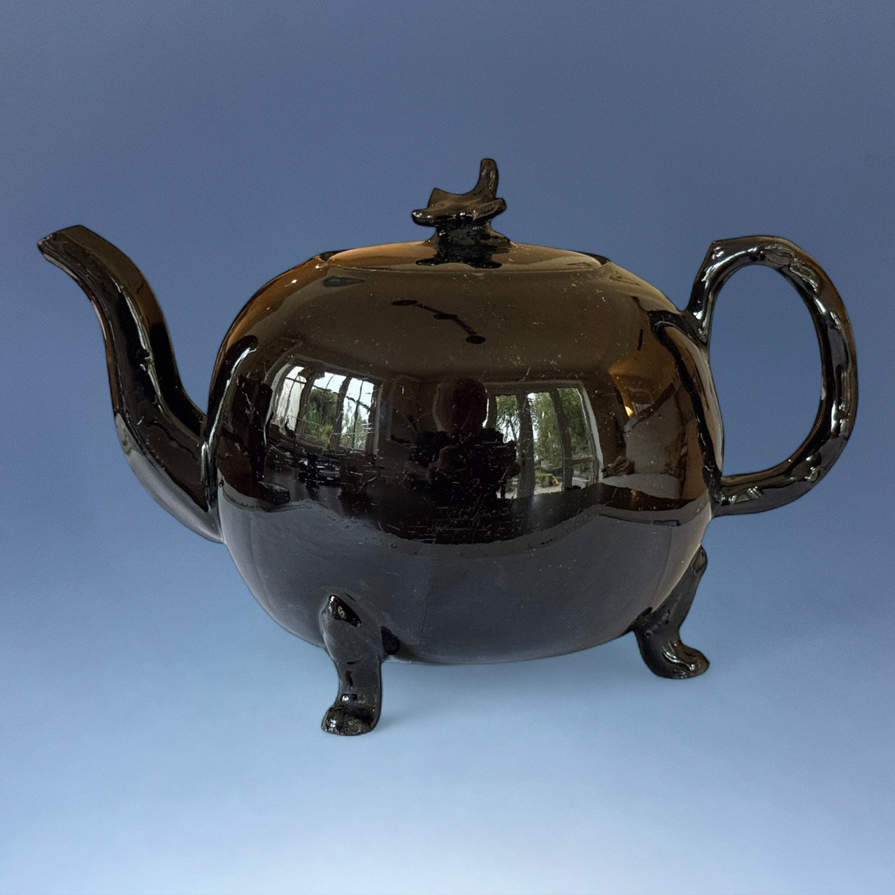 C18th Jackfield Pottery Teapot & Cover.