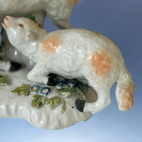 C18th DERBY Ewe & Lamb with Bocage. - Image 4