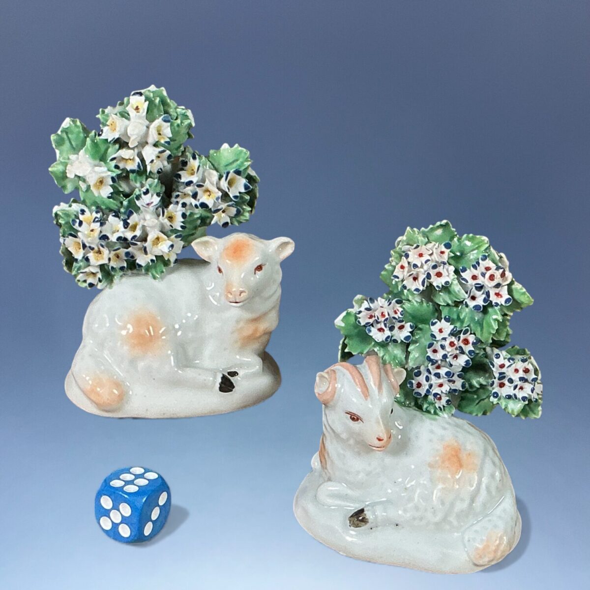 Pair of C18th Derby Ram & Ewe With Bocage.