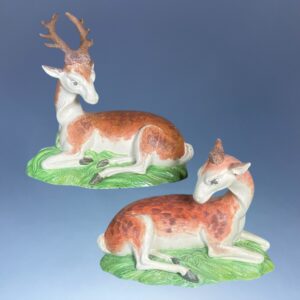 Pair of Staffordshire Recumbent Deer