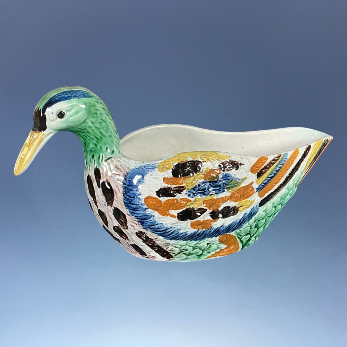 Early Pratt Ware Pottery – Duck Sauceboat – c1800