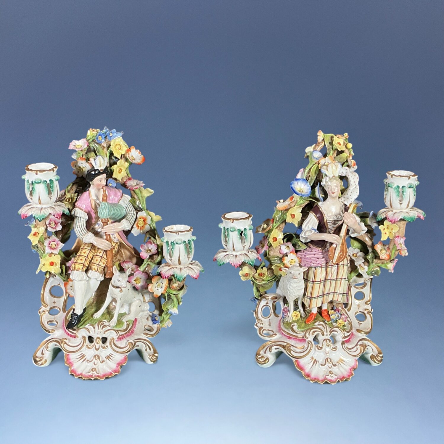 Pair of Derby Porcelain ‘Musician’ Candlesticks, - Image 20