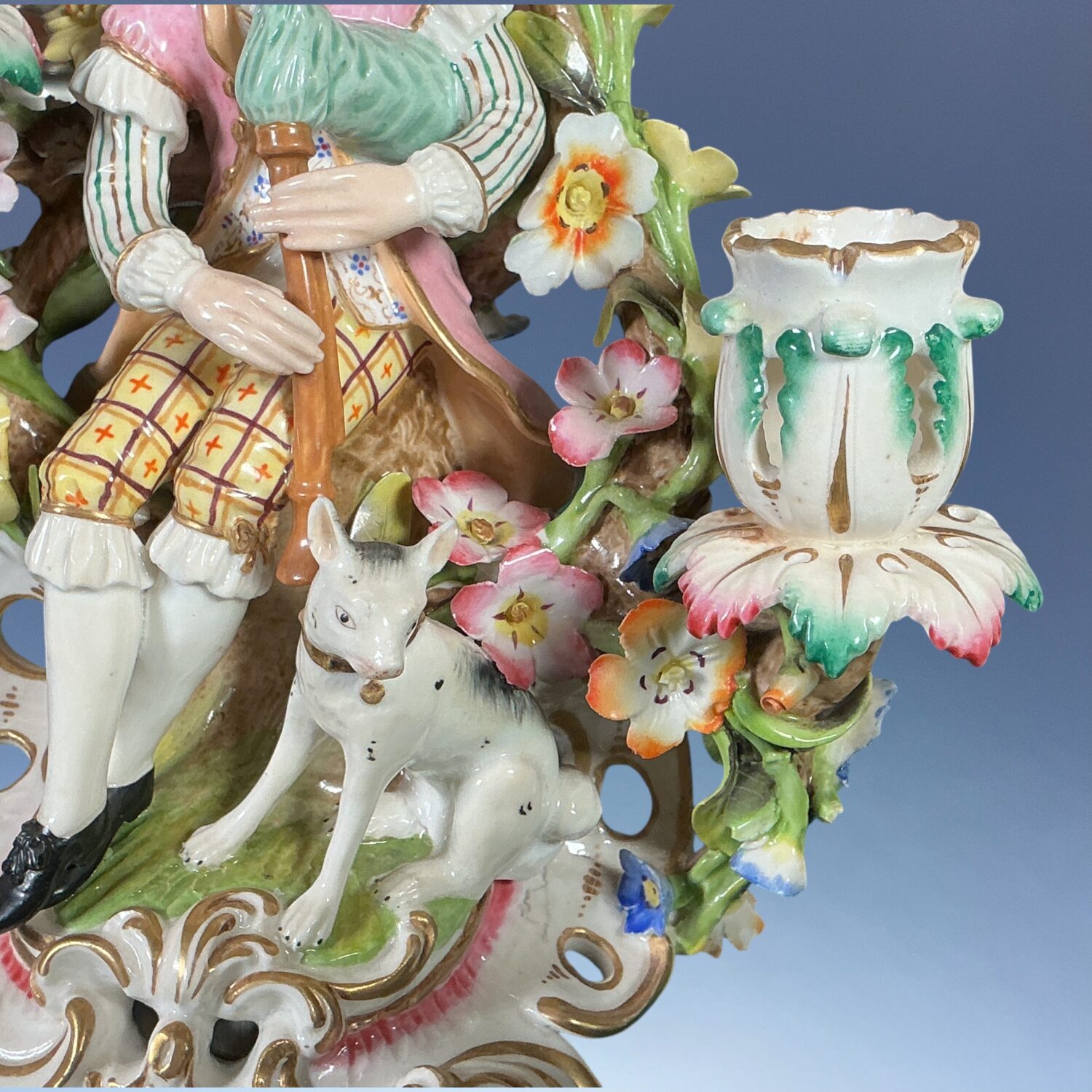 Pair of Derby Porcelain ‘Musician’ Candlesticks, - Image 5