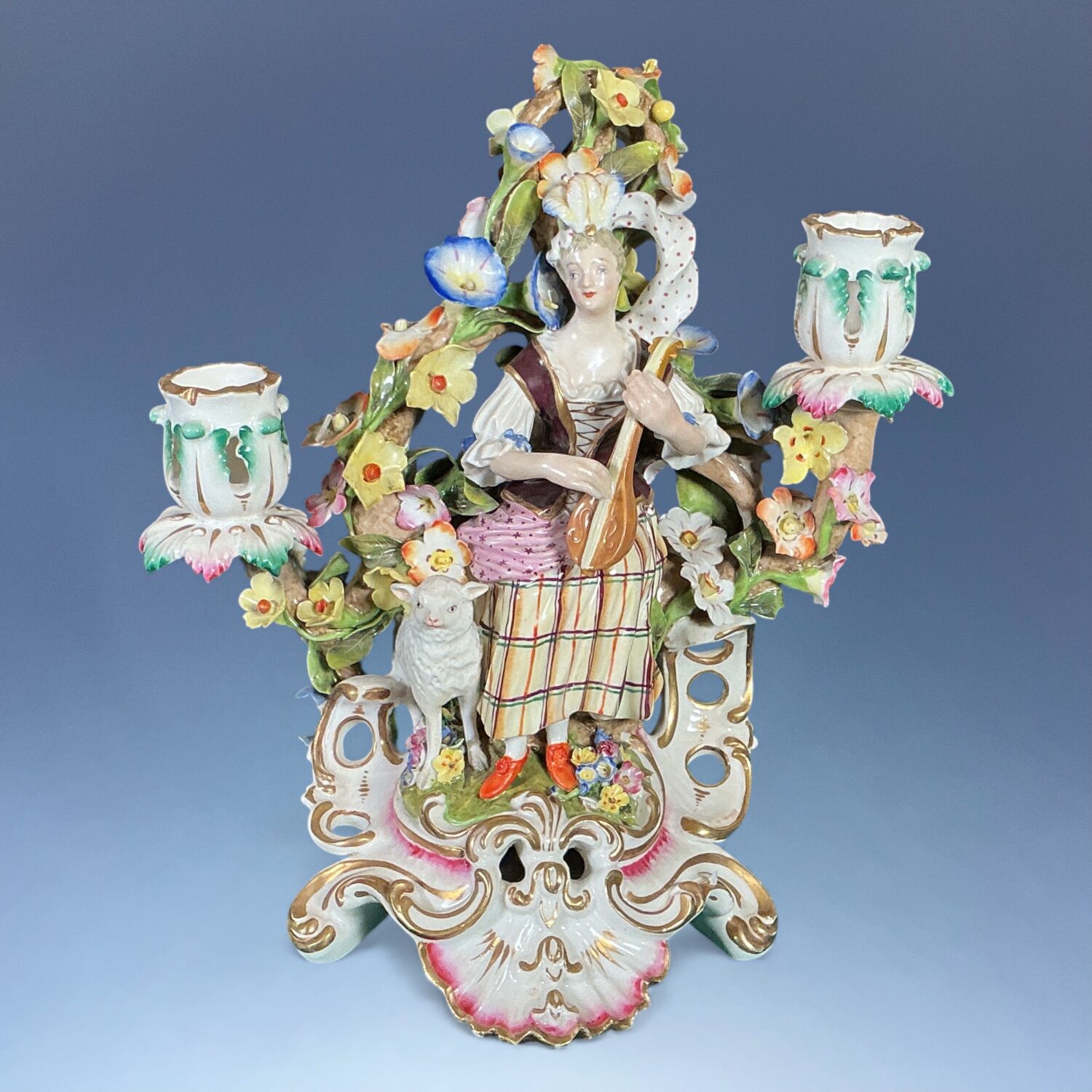 Pair of Derby Porcelain ‘Musician’ Candlesticks, - Image 19
