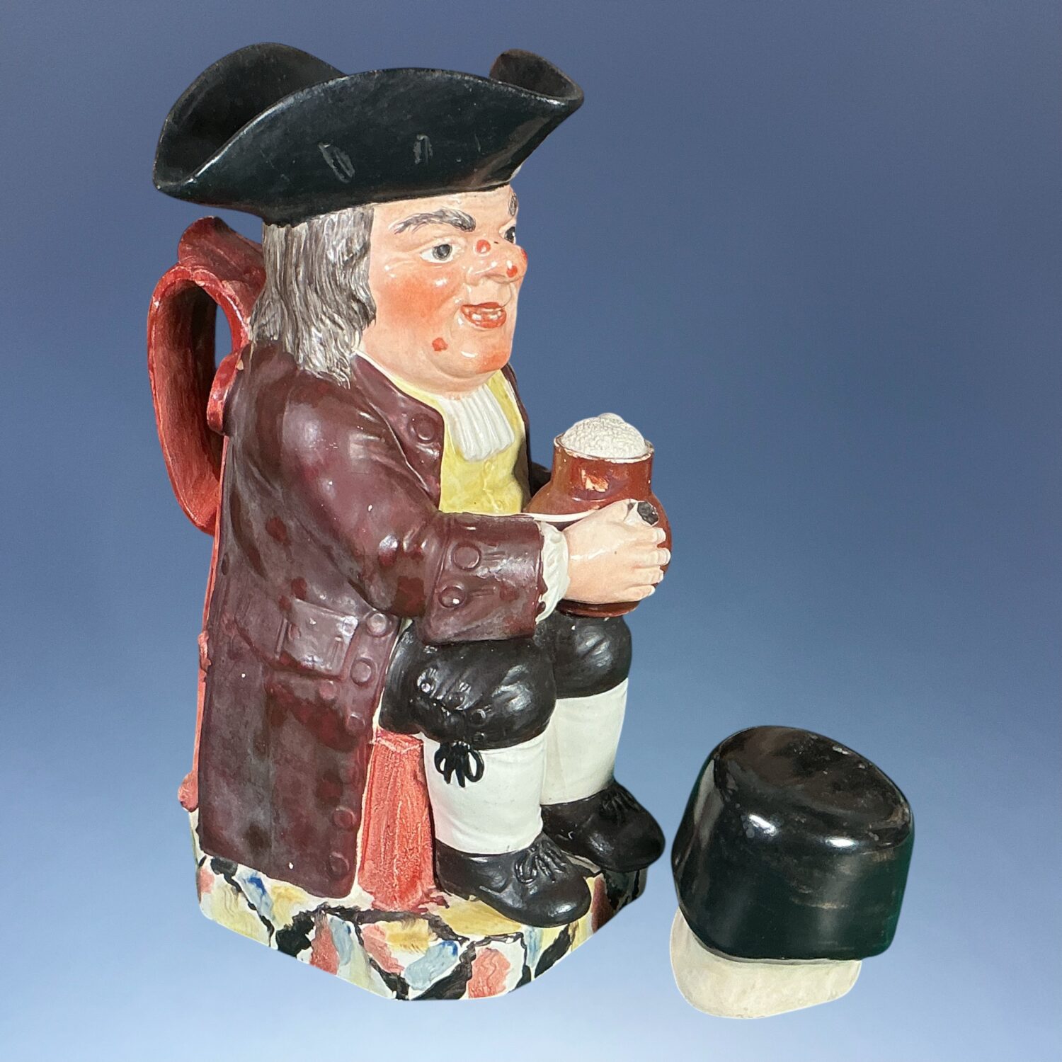 Early Staffordshire Pottery Toby Jug - J Neale type, with a Lid. - Image 9