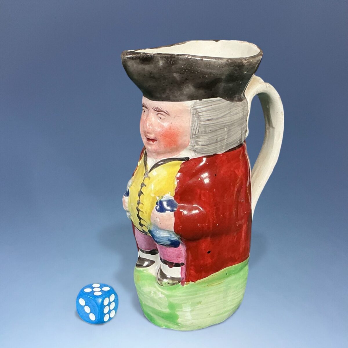 Early Staffordshire Pottery Miniature Toby Jug.