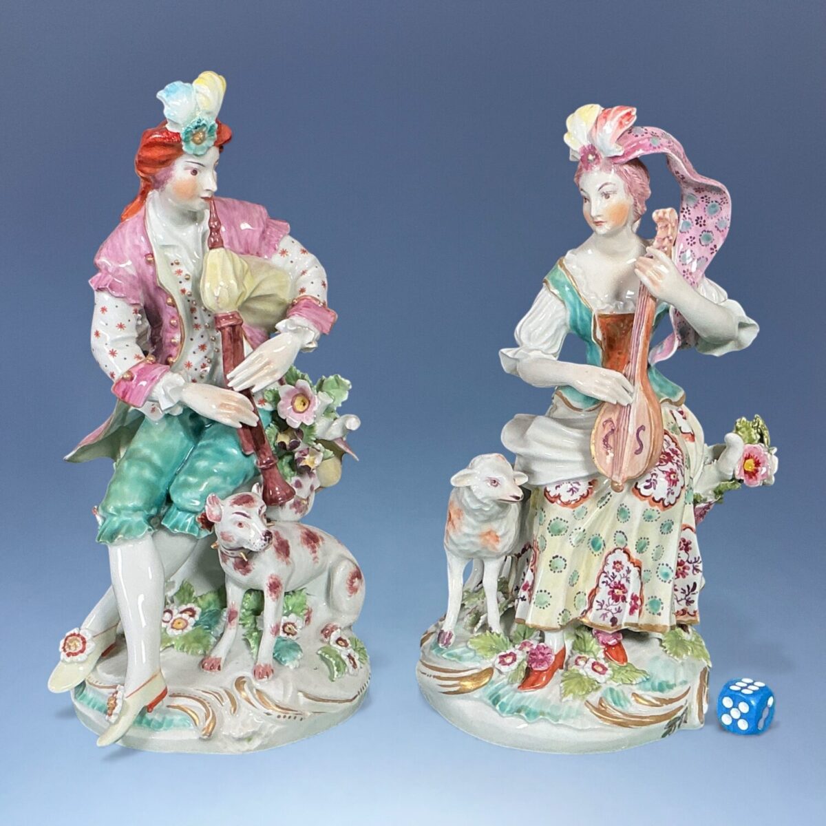 C18th Derby Porcelain – Pair of ‘Shepherd Musicians’ c1770
