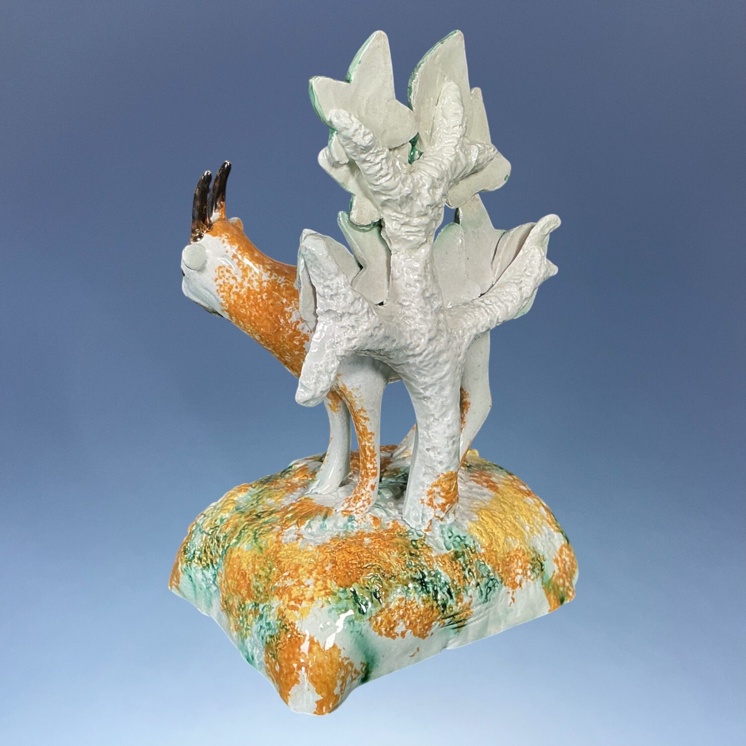 Early Staffordshire Pottery ‘Pratt Ware’ Stag with Bocage. - Image 3