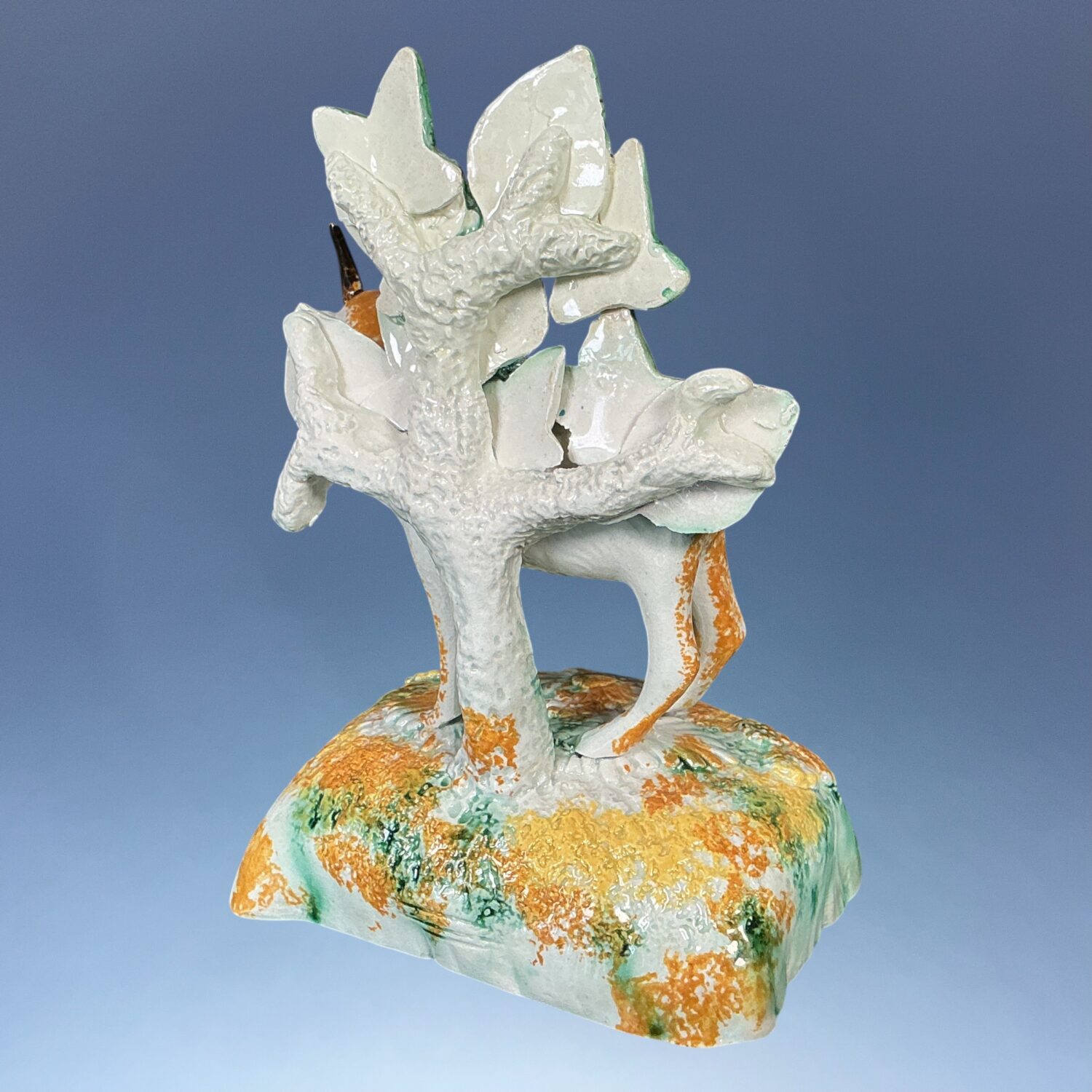 Early Staffordshire Pottery ‘Pratt Ware’ Stag with Bocage. - Image 4