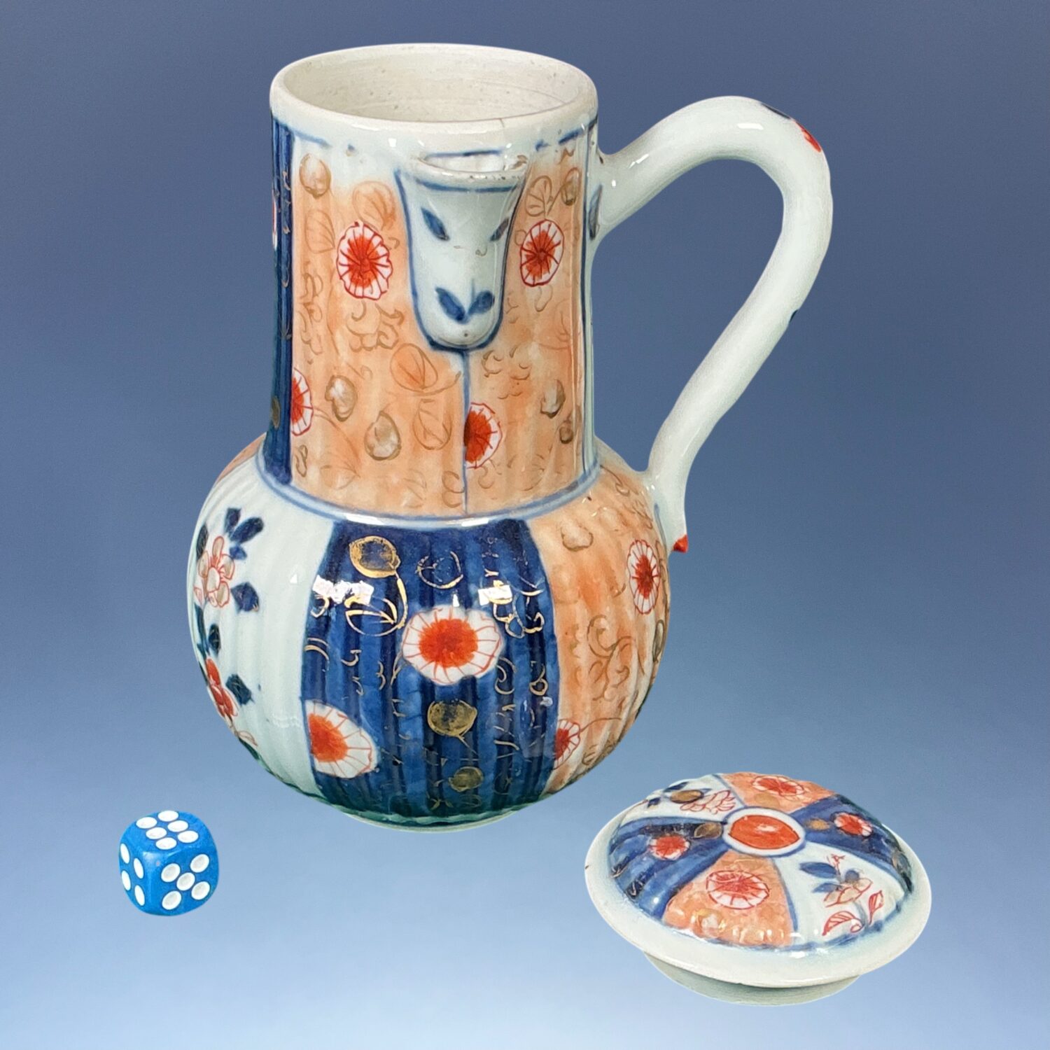 C18th Chinese Export 'Imari' Chocolate Pot & Cover. - Image 6